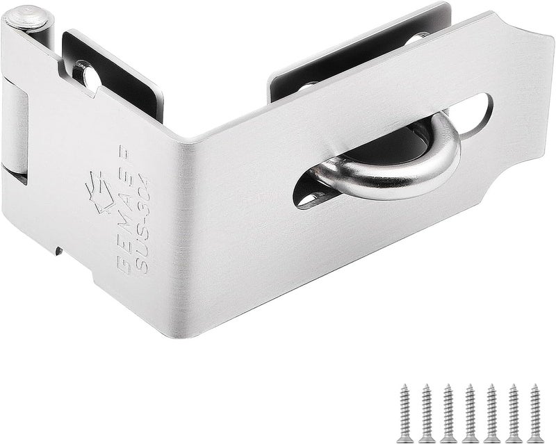 GMSP Hasp Latch, 90 Degree Solid 304 Stainless Steel File Cabinet Hasp Lock Desk Drawer Lock - Image 1